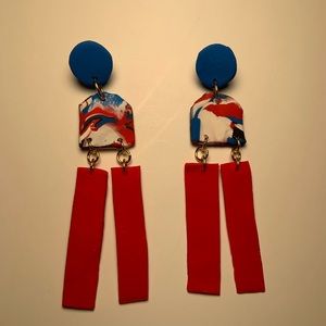 Clay Polymer “This Means Business” Dangle Earrings